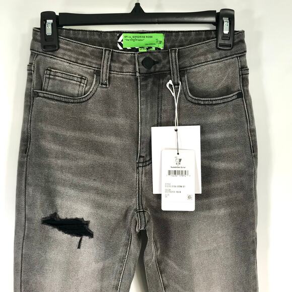 Free People Sandrine Rose Jeans 25 Charcoal Skinny Distressed Punk Grunge Rock - Picture 4 of 6